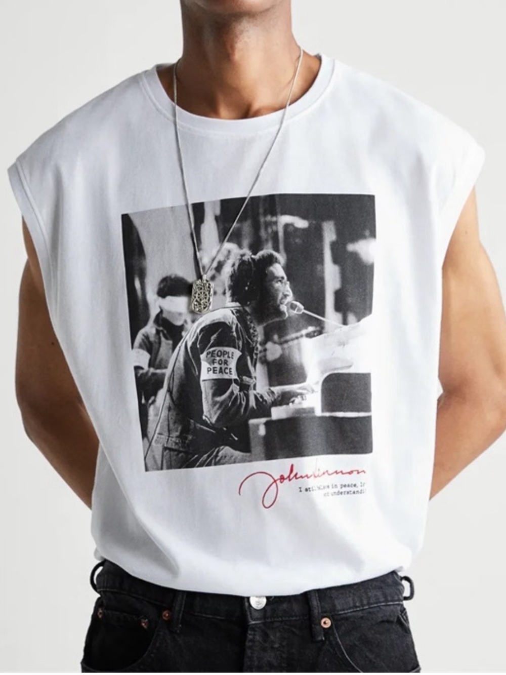 Zara X Kohn Lennon White Sleeveless Graphic Tee  Size Medium
